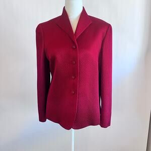 TALBOTS PETITE SILK WOOL BLEND BLAZER JACKET BUTTON FRONT SILKY LINED SIZE 8